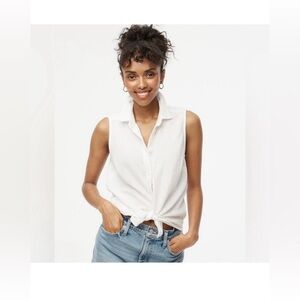 J. Crew sleeveless gauze button up shirt in Navy size L